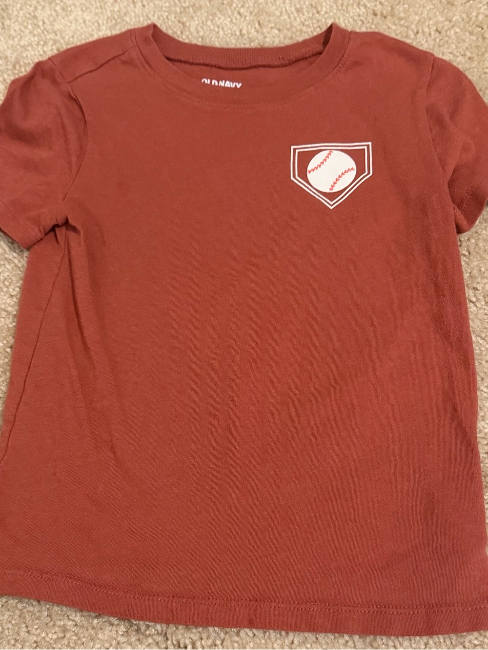 Old Navy Rust Red Boys'  Home Plate Hero Short Sleeve Baseball Tee